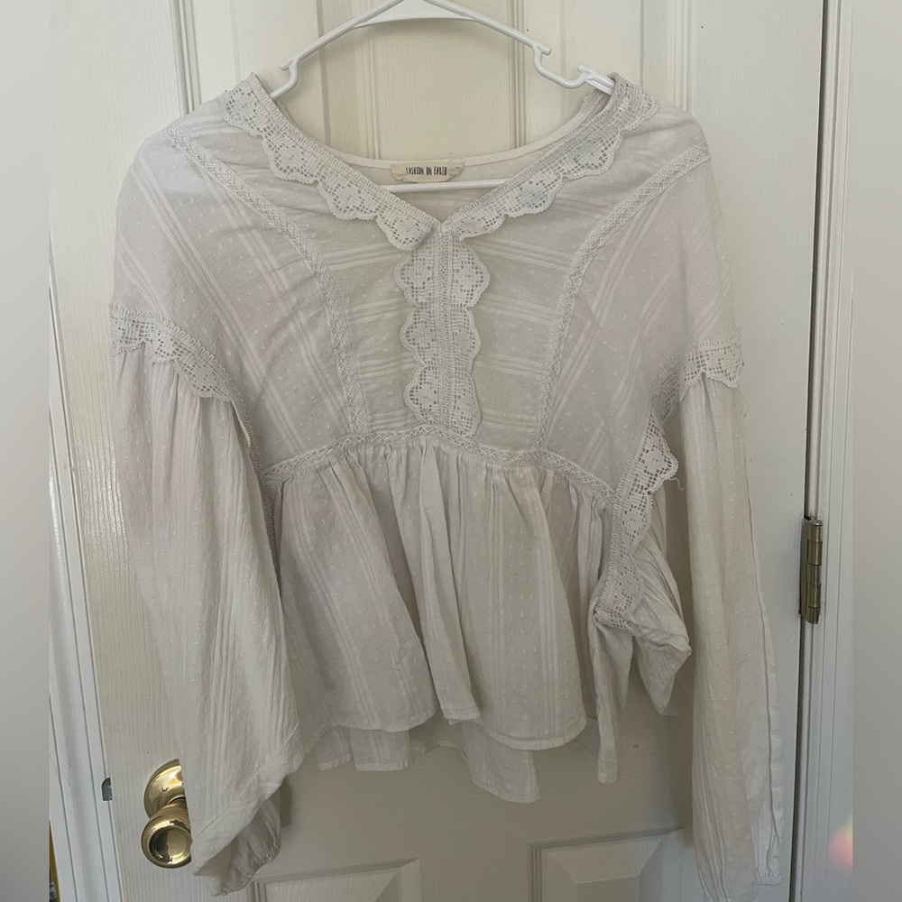 white babydoll eyelet blouse